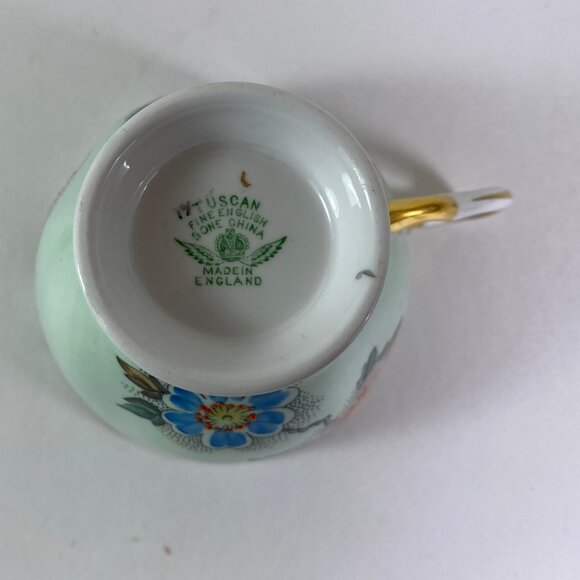 Stunning !!! Vintage Tuscan Tea Cup , Minty Green, Hand Painted 18118 - Picture 11 of 11